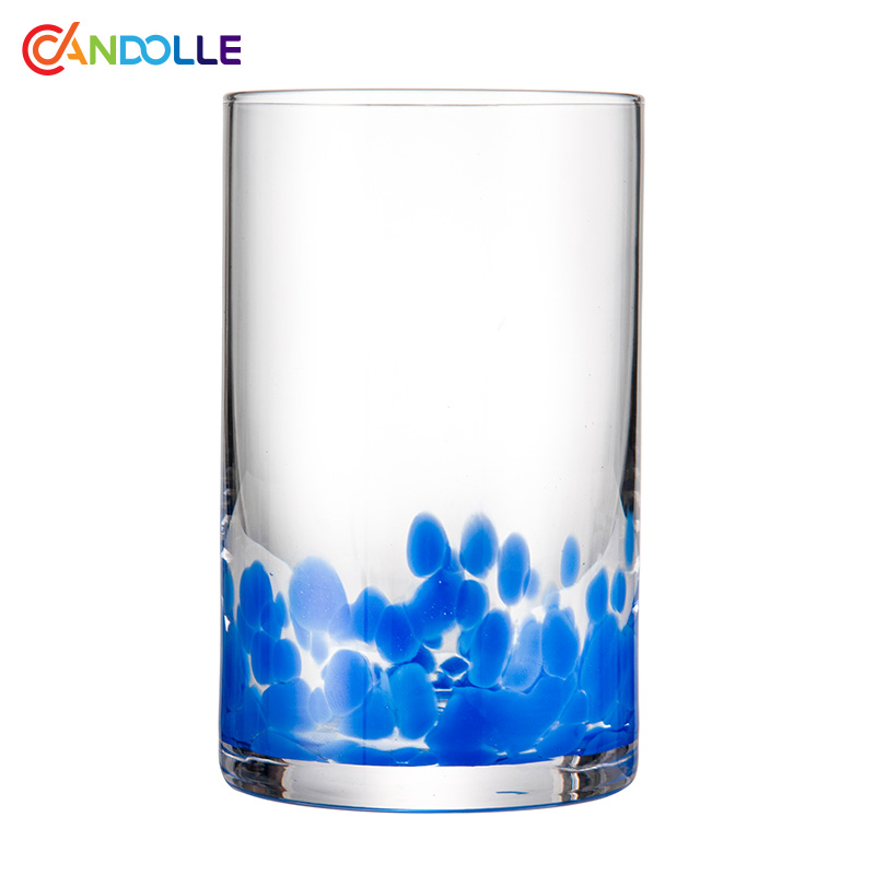 430ml Elegant Straight Milk Glass with Blue Speckles for Home