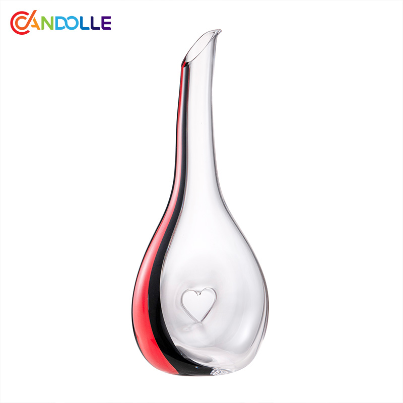 1200ml Crystal Hollow Heart Glass Wine Decanter for Red Wine Aeration