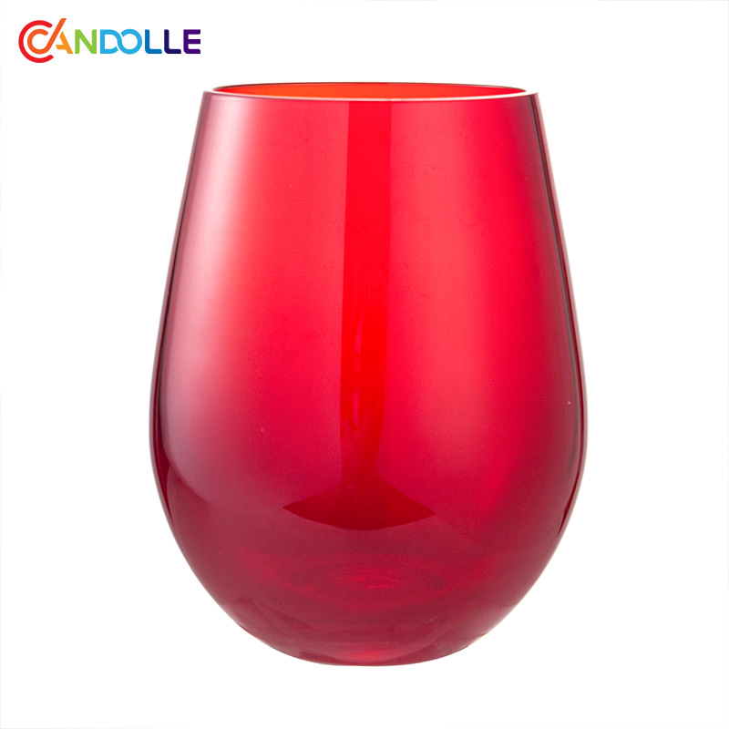 580ml Ruby Red Crystal Stemless Glass Tumbler for Bar