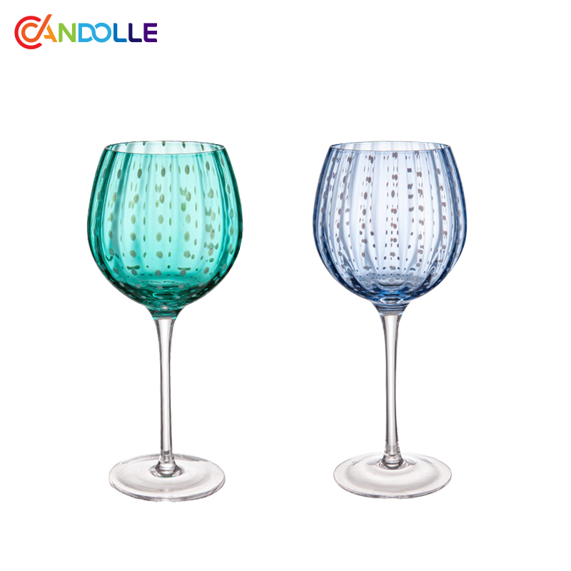 520ml Vibrant Blue Green Wine Glasses for Dinning&Bar