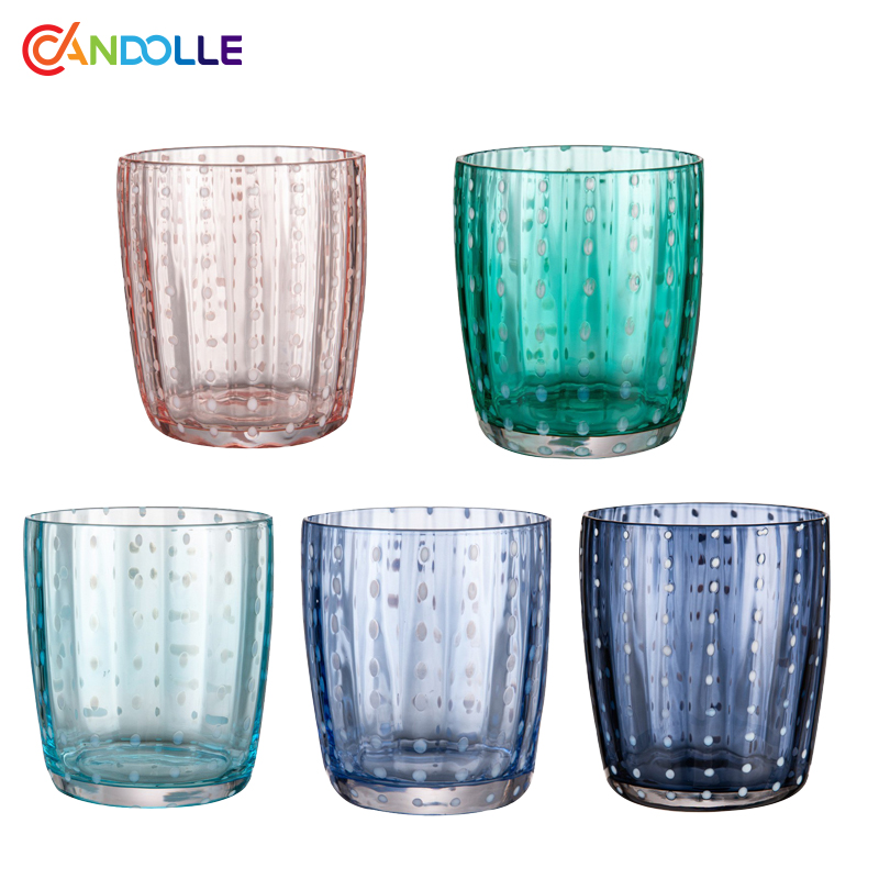 350ml Multicolor Polka Dots Glass Tumblers for Home