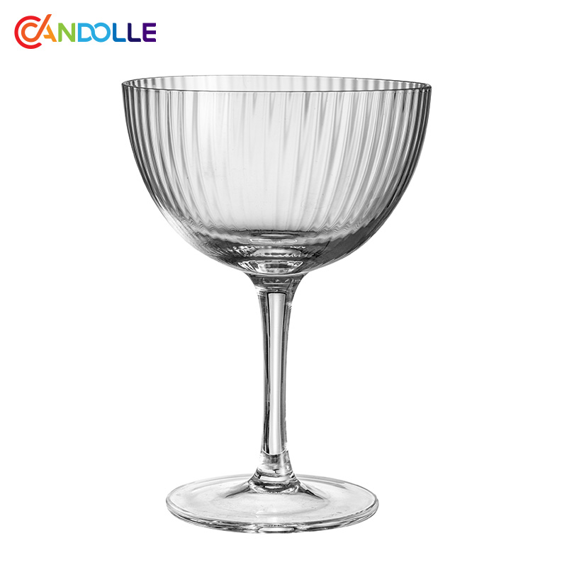250ml Handcrafted Vintage Ribbed Cocktail Coupe Glass for Hotel