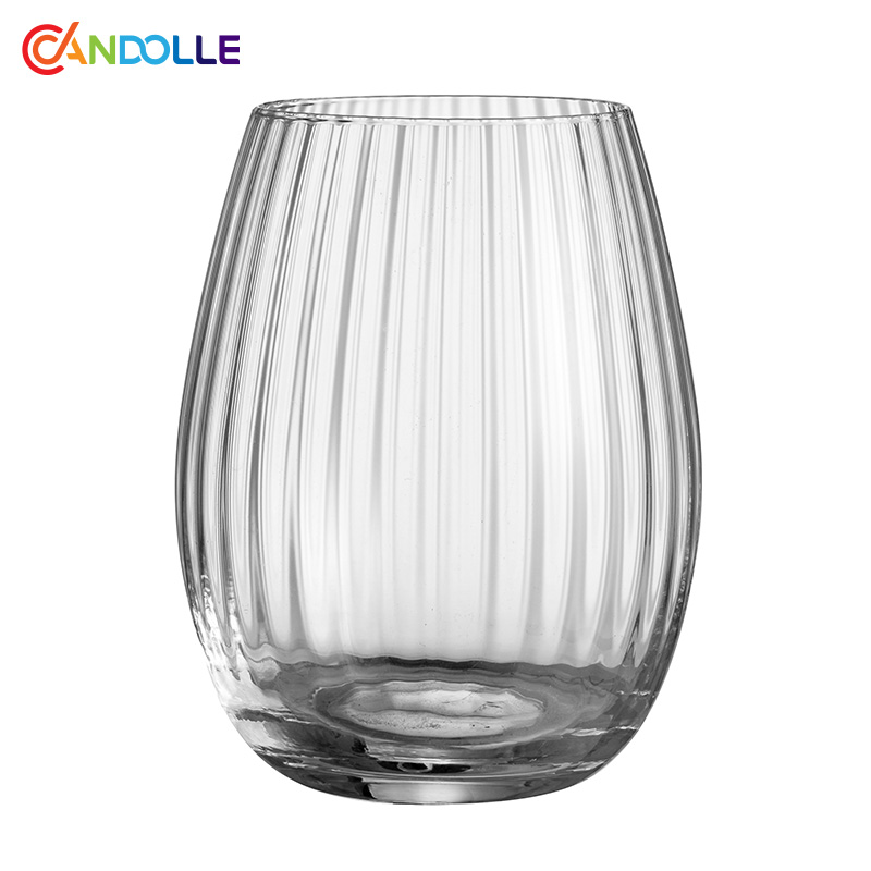 550ml Ribbed Stemless Egg-shaped Tumblers for B2B Wholesale