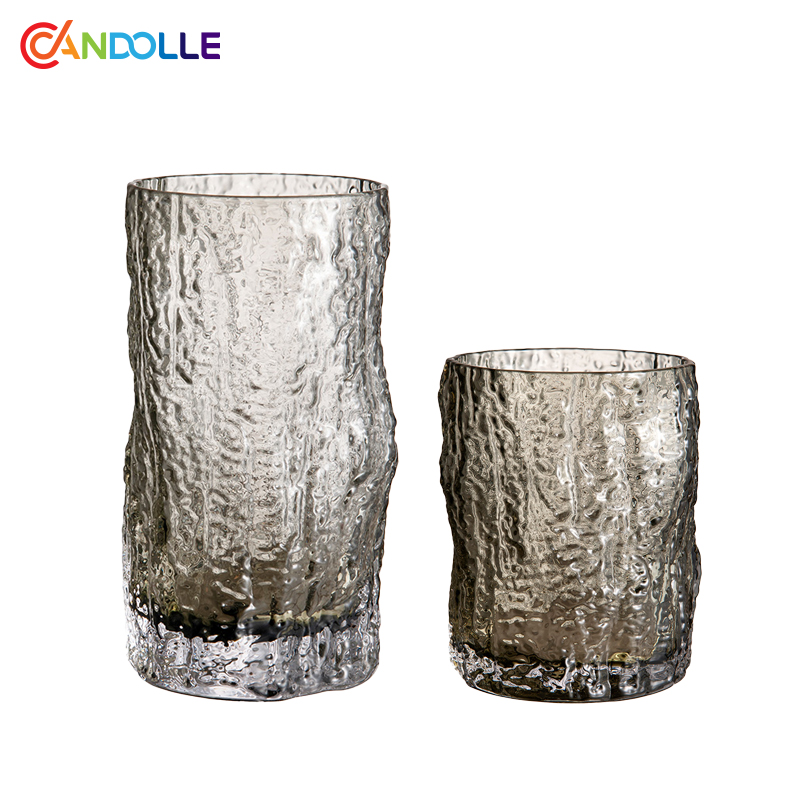 250ml/380ml Gradient Smoky Gray Ice Texture Drinking Glasses For Bar