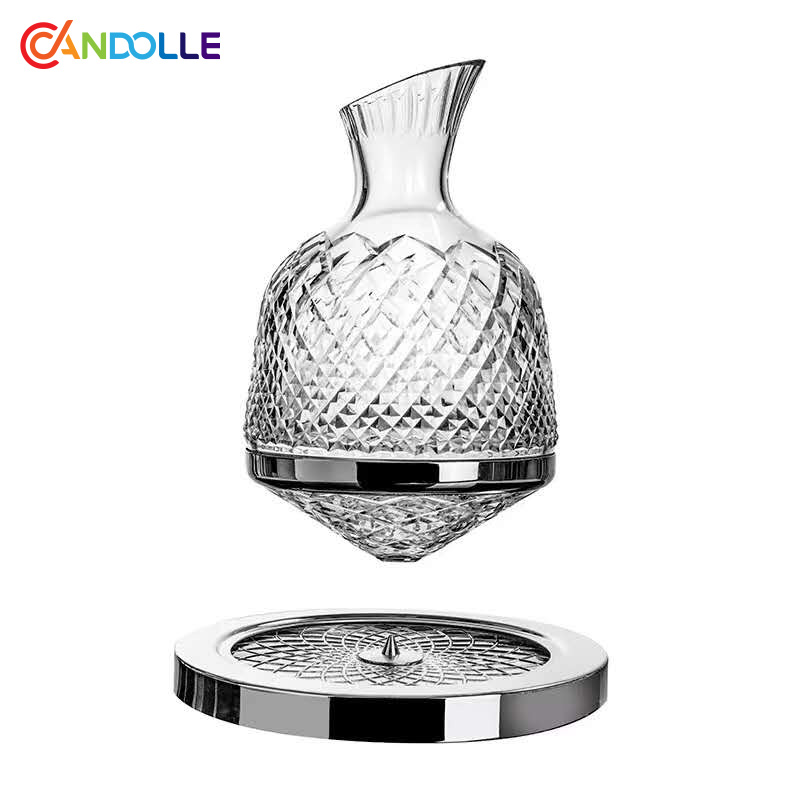 1500ml Diamond Cut Rotating Wine Decanter Carafe for Aeration