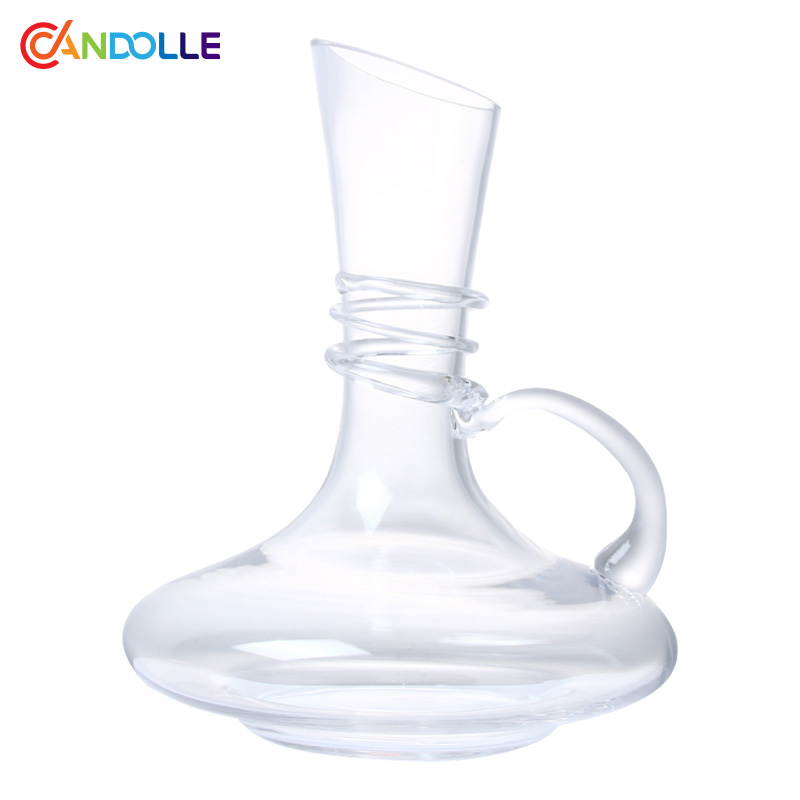 1800ml Handblown Swirl Wide-base Carafe with Grip Handle