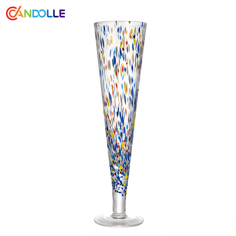 220ml Colorful Speckled Handblown Lead-free Crystal Champagne Flute 