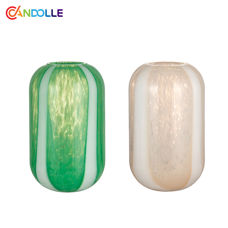 820ml Minimalist Dual-Color Stripe Handcrafted Glass Vase
