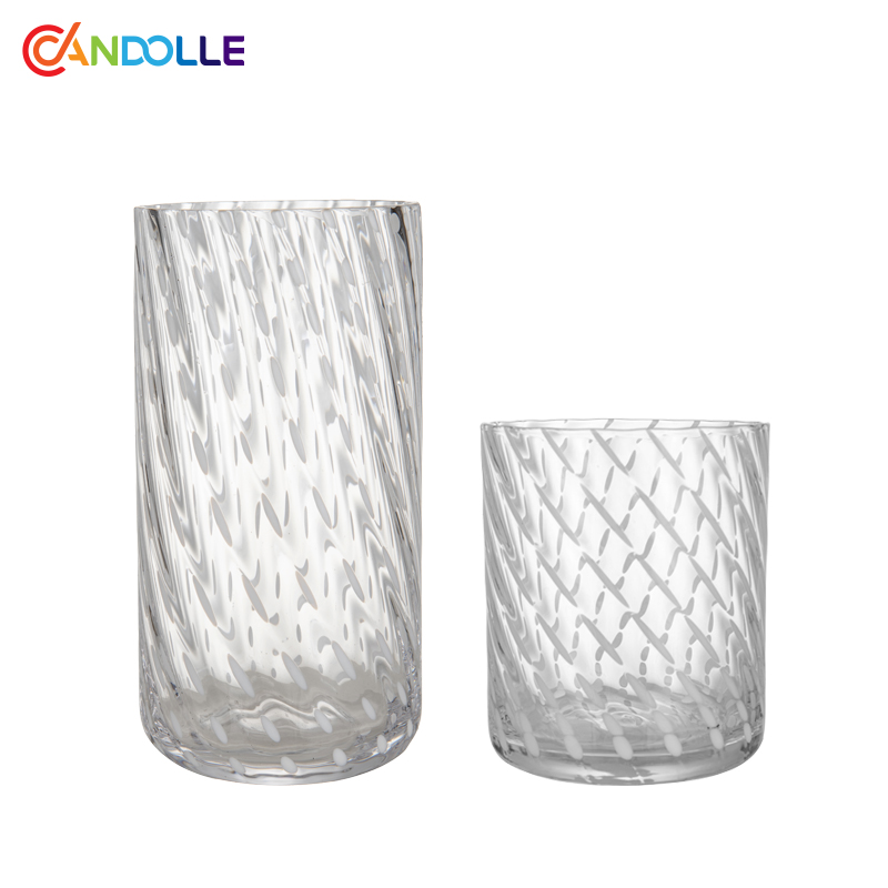 350ml/500ml White Swirl Twist Glass Tumbler for Gifting 