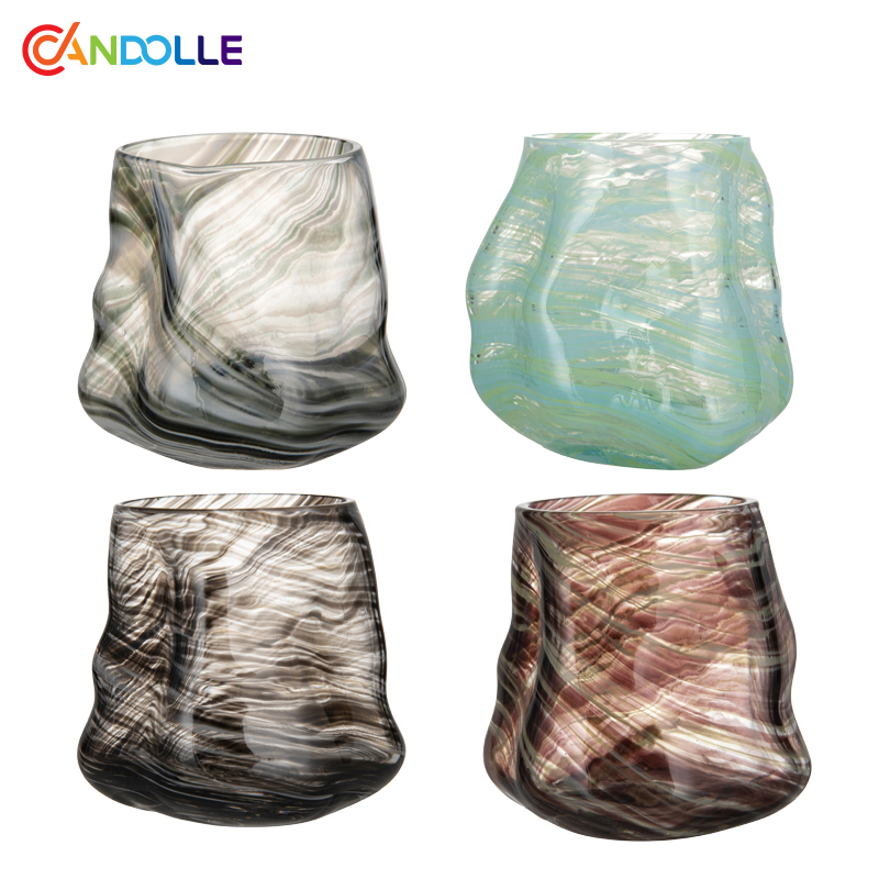 530ml Artisanal Marbled Twist Irregular Glass Tumbler 