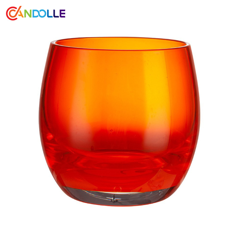 280ml Vibrant Orange Stemless Egg Shaped Glass for Drinks Desserts