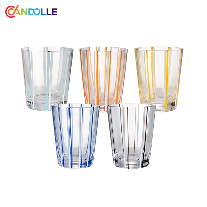 230ml Multi-Color Striped Embedded Highball Glass for Parties