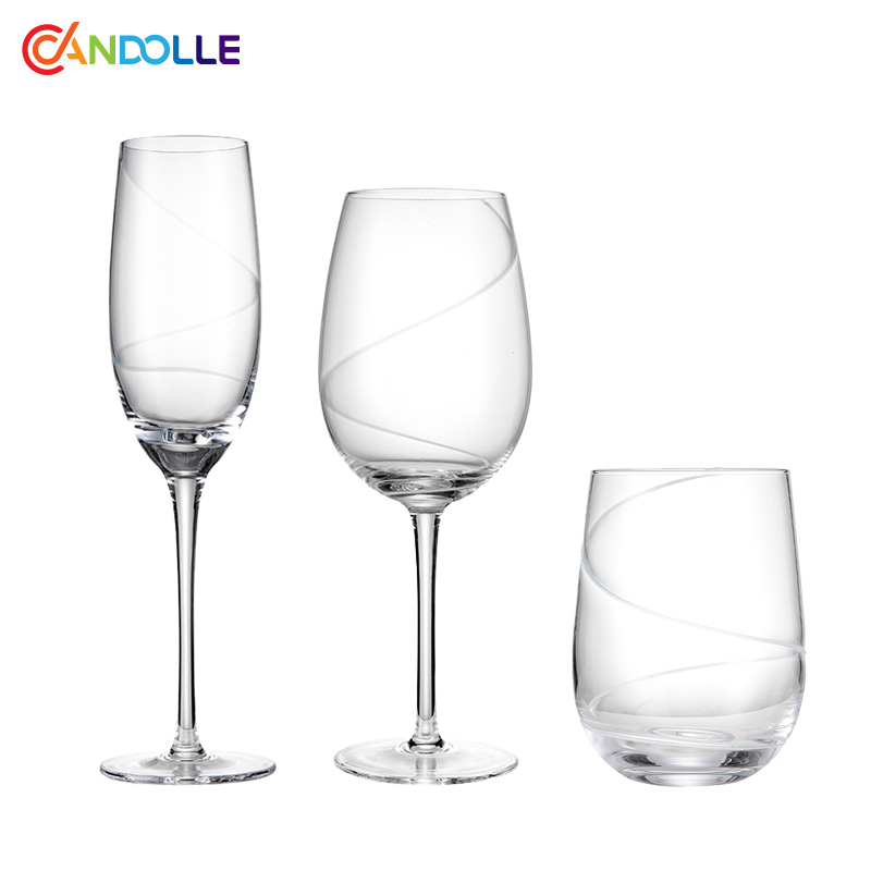 White Swirl Wine Glass Champagne Flute Tumbler for Bar