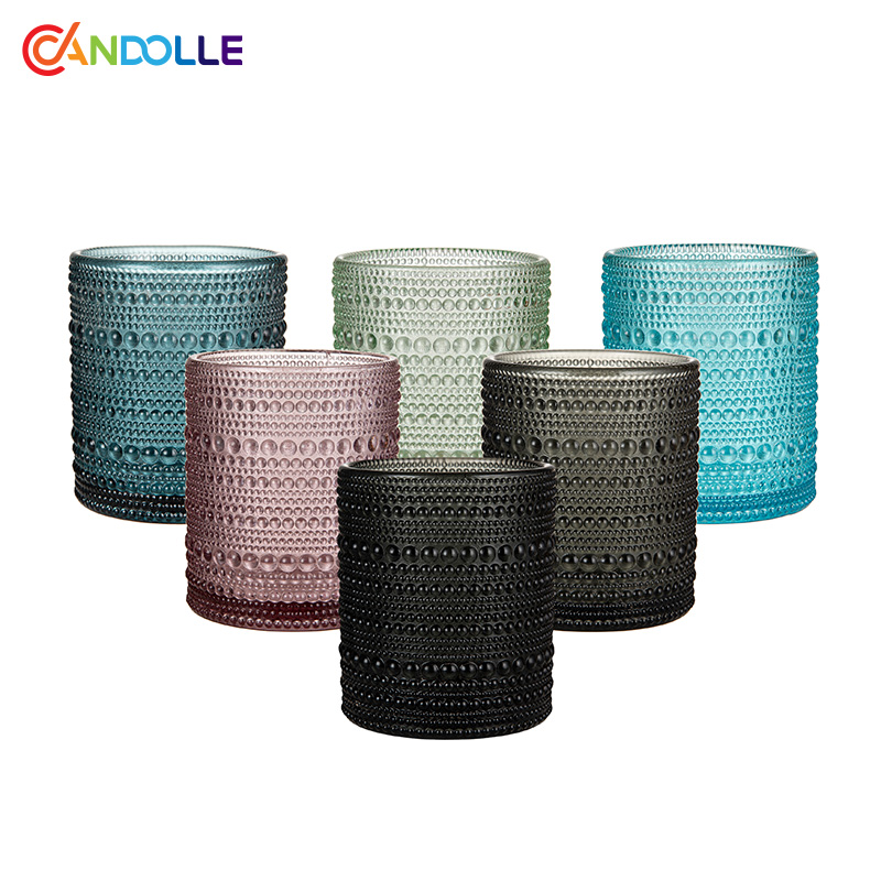 290ml Multi-Color Hobnail Textured Empty Glass Candle Jars for Candle Makings