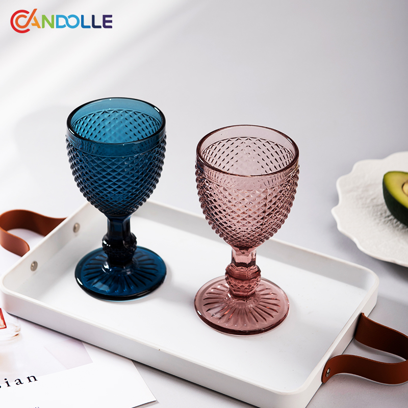 280ml Vintage Embossed Vista Alegre Bicos Wine Glass Goblet with Diamond Cut Texture 280ml Vintage Embossed Vista Alegre Bicos Wine Glass Goblet with Diamond Cut Texture