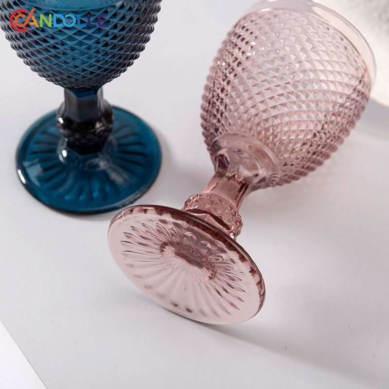 280ml Vintage Embossed Vista Alegre Bicos Wine Glass Goblet with Diamond Cut Texture 280ml Vintage Embossed Vista Alegre Bicos Wine Glass Goblet with Diamond Cut Texture