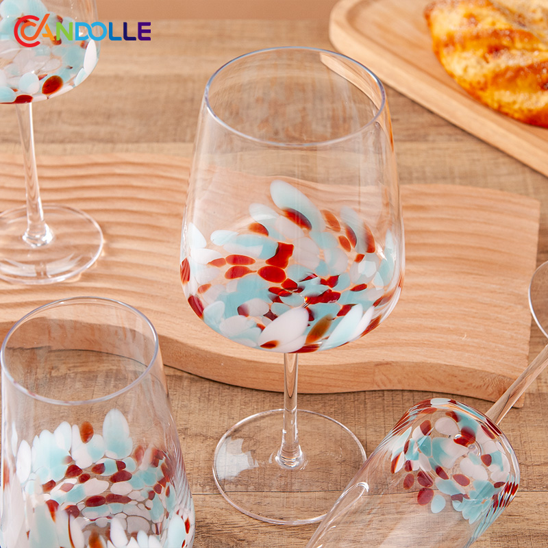 Artisan Fused-Color Dotted Stem Wine Glasses Tumblers for Restaurant Hotel Artisan Fused-Color Dotted Stem Wine Glasses Tumblers for Restaurant Hotel