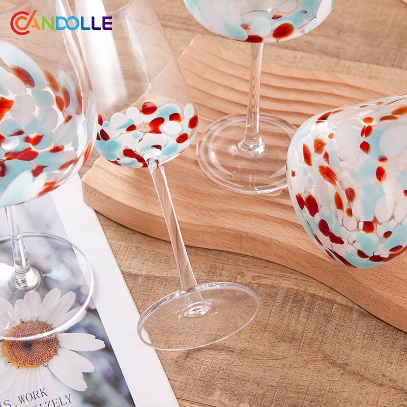 Artisan Fused-Color Dotted Stem Wine Glasses Tumblers for Restaurant Hotel Artisan Fused-Color Dotted Stem Wine Glasses Tumblers for Restaurant Hotel