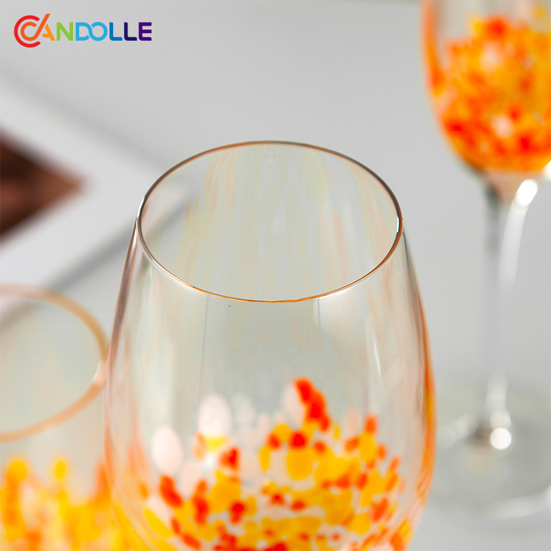 Orange Dotted Art Champagne Flute Wine Glass Tumbler Orange Dotted Art Champagne Flute Wine Glass Tumbler
