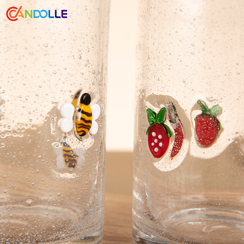 360ml/410ml Icon Bubble Glass Tumbler Cups Cute 3D Embossed Pattern for Juice Water
