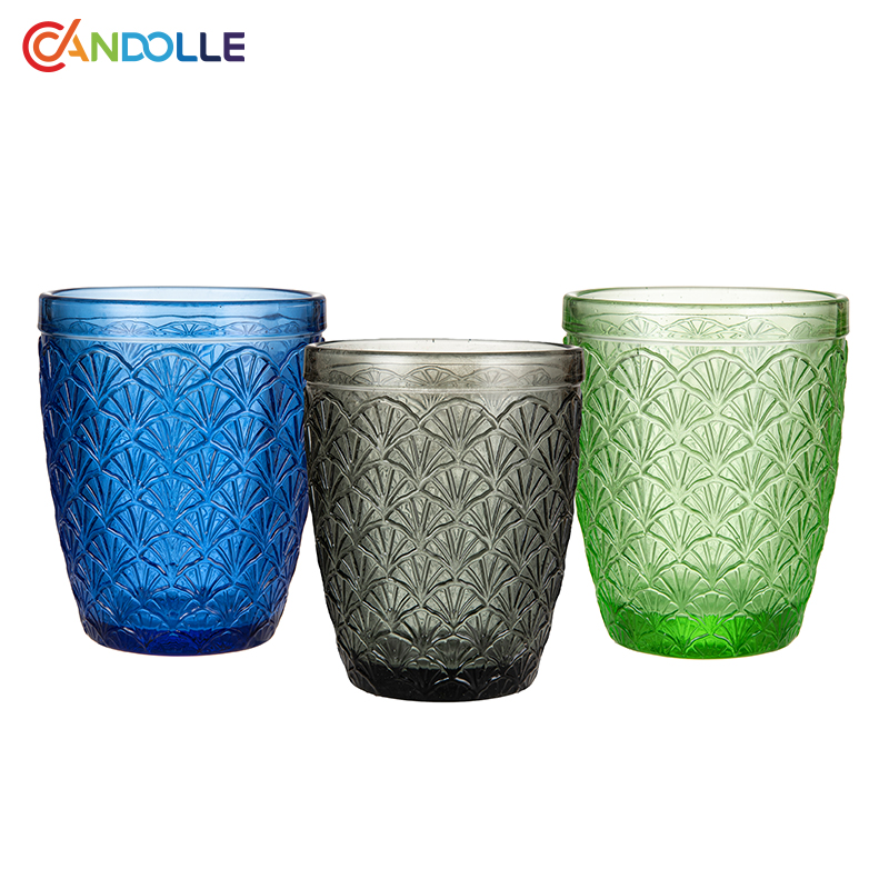 260ml Vintage Colorful Embossed Drinking Glass Cup Patterned Wine Glass