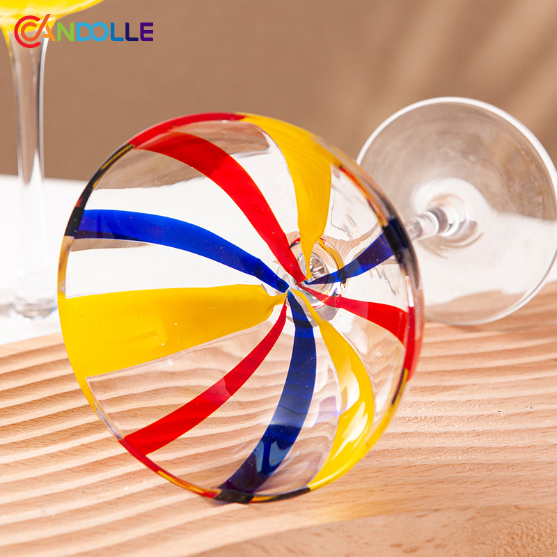 180ml Tricolor Stripe Crystal Coupe Cocktail Glass for Bar Mixology 180ml Tricolor Stripe Crystal Coupe Cocktail Glass for Bar Mixology