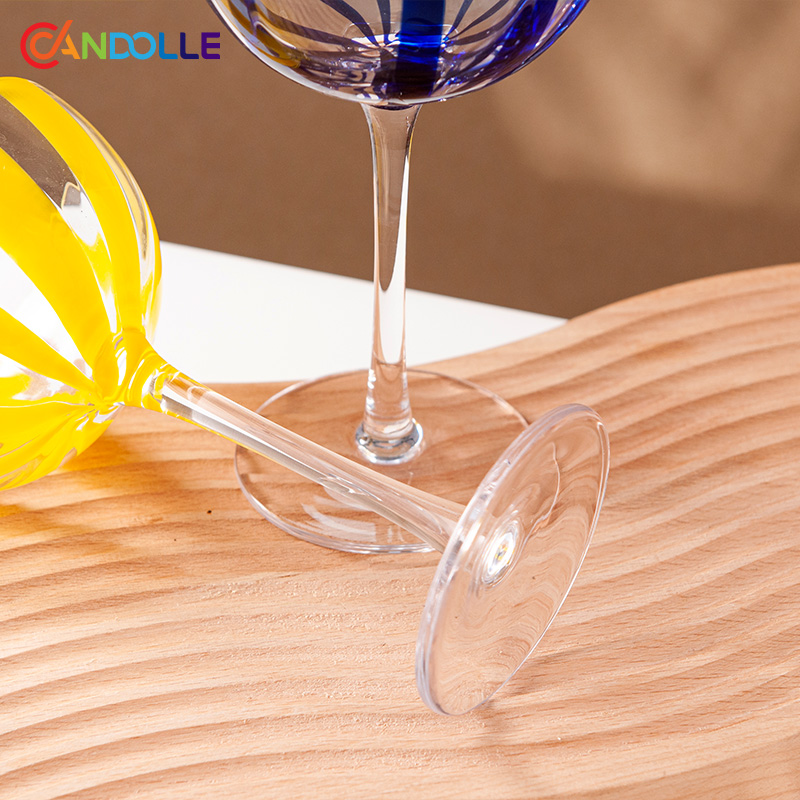 180ml Handmade Blue Stripe Crystal Martini Cocktail Coupe Glass for Home Bar 