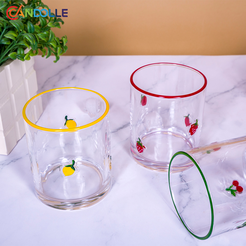 450ml Cute Fruit Patterned Glass Cup for Coffee Orange Juice 450ml Cute Fruit Patterned Glass Cup for Coffee Orange Juice