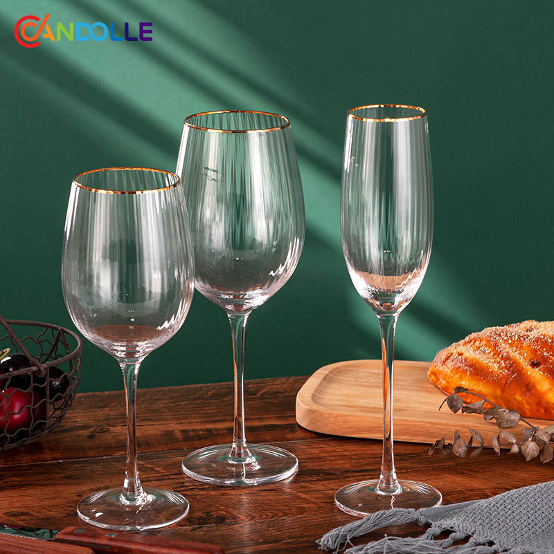 600ml Handblown Large Bowl Gold Rim Vertical Ribbed Red Wine Glass 600ml Handblown Large Bowl Gold Rim Vertical Ribbed Red Wine Glass