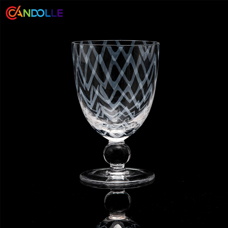 300ml Vintage Ball Stem Water Goblet Clear Bone Powder Wine Glasses