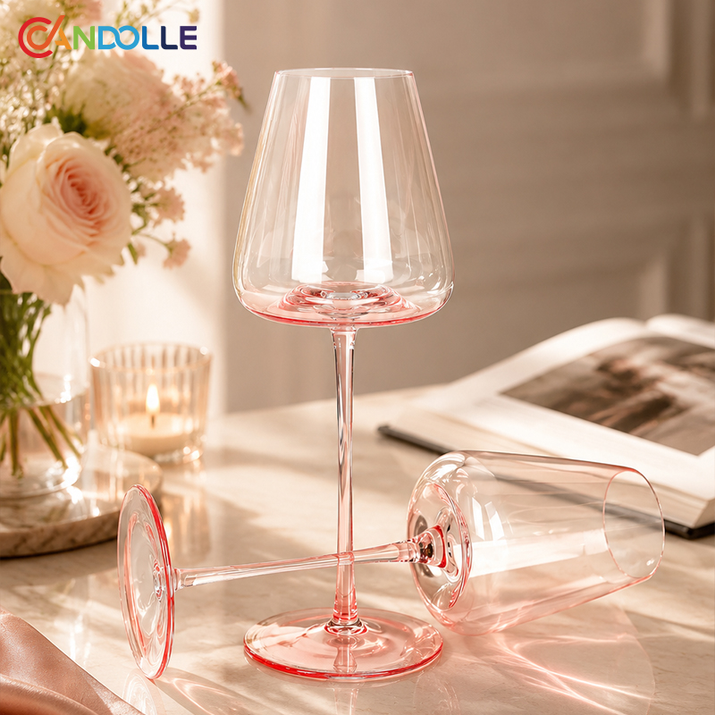 Pink Flamingo Concave Stem Crystal Wine Glasses 4-Piece Set Pink Flamingo Concave Stem Crystal Wine Glasses 4-Piece Set