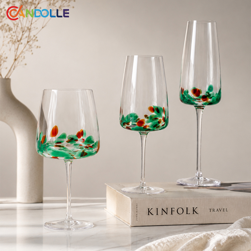 Mexican Confetti Speckled Crystal Stemware Stemless Wine Tumblers Mexican Confetti Speckled Crystal Stemware Stemless Wine Tumblers