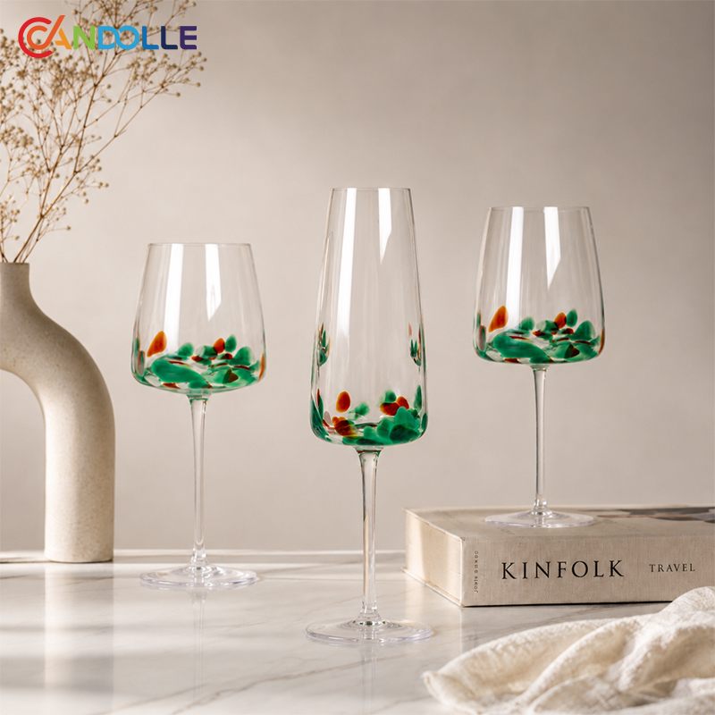 Mexican Confetti Speckled Crystal Stemware Stemless Wine Tumblers Mexican Confetti Speckled Crystal Stemware Stemless Wine Tumblers