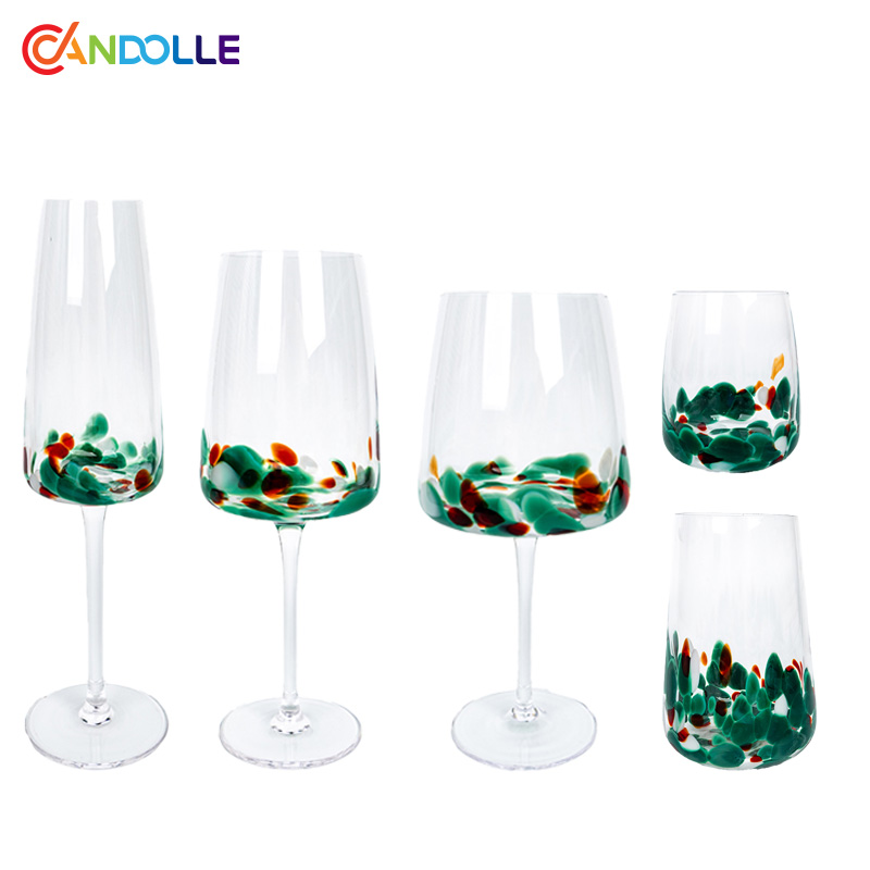 Mexican Confetti Speckled Crystal Stemware Stemless Wine Tumblers