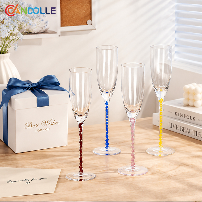 160ml Colorful Spiral Stem Champagne Flute Glasses for Sparkling 160ml Colorful Spiral Stem Champagne Flute Glasses for Sparkling