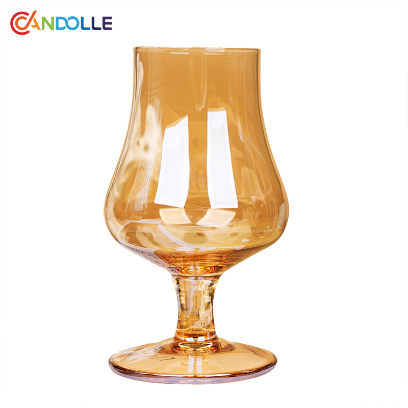 200ml Electroplated Amber Stemmed Drinking Whiskey Brandy Glass Goblet