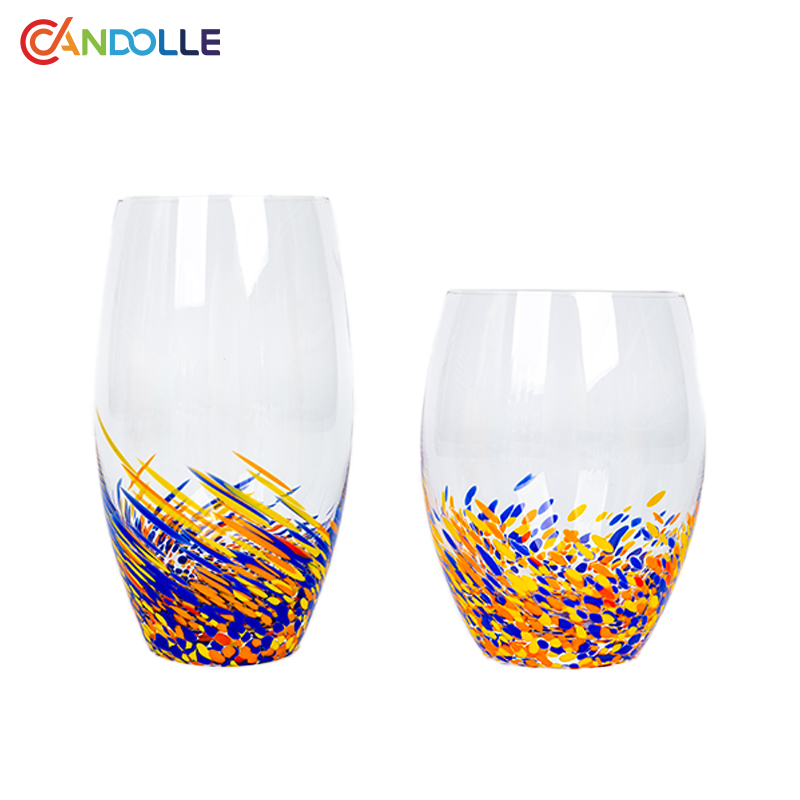 420ml/580ml Hand Blown Murano Style Confetti Speckled Glass Tumbler for Home