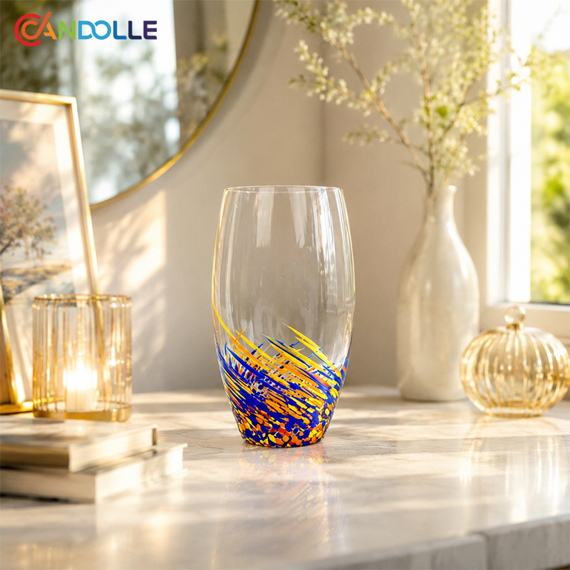 420ml/580ml Hand Blown Murano Style Confetti Speckled Glass Tumbler for Home