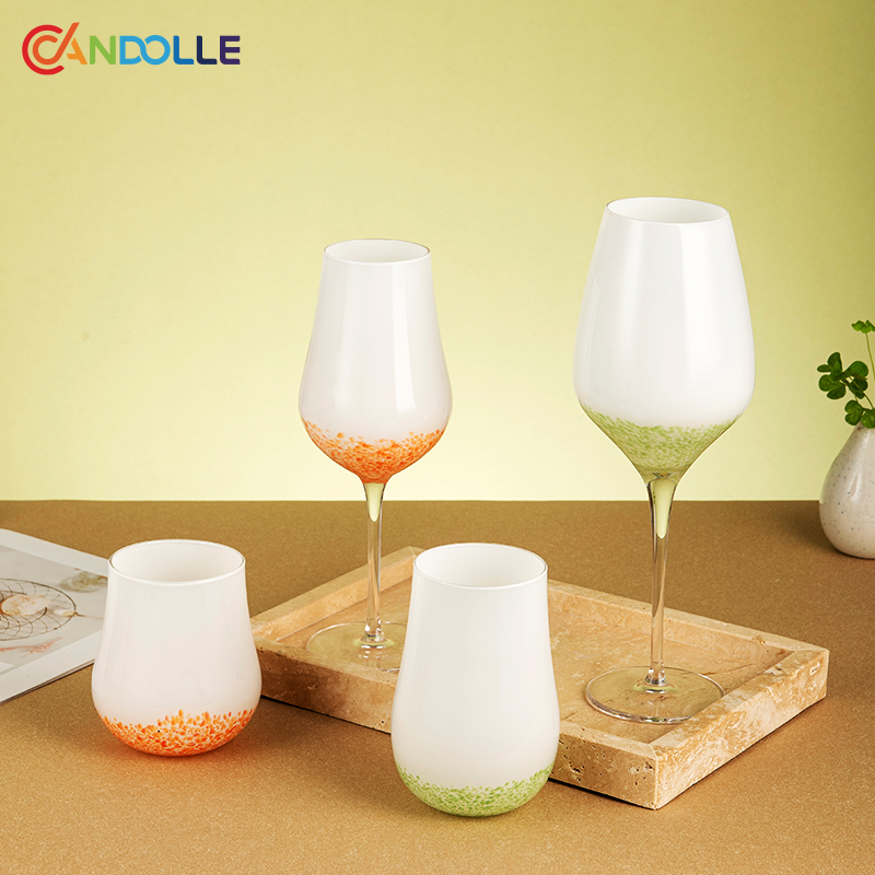 White Porcelain Feel Speckled Wine Glasses Set for Hospitality & Home Decor White Porcelain Feel Speckled Wine Glasses Set for Hospitality & Home Decor