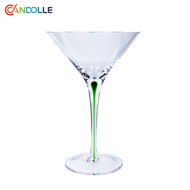 250ml Green Stem Clear Martini Cocktail Glass for Bar Party