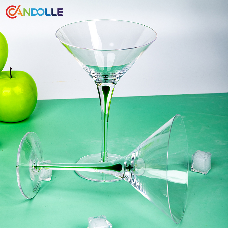 250ml Green Stem Clear Martini Cocktail Glass for Bar Party