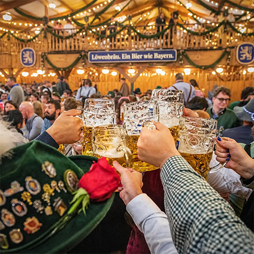 Beer Mugs at Oktoberfest in Munich