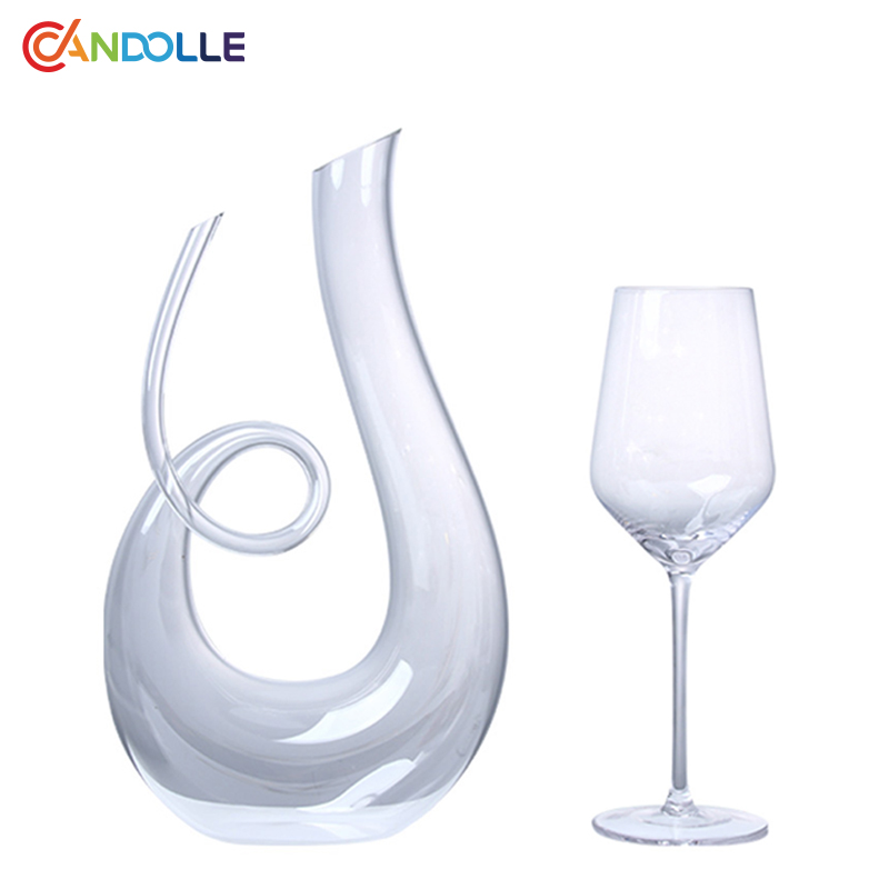 1200ml Swan-shaped Spiral Decanter Set With Crystal Red Wine Glasses