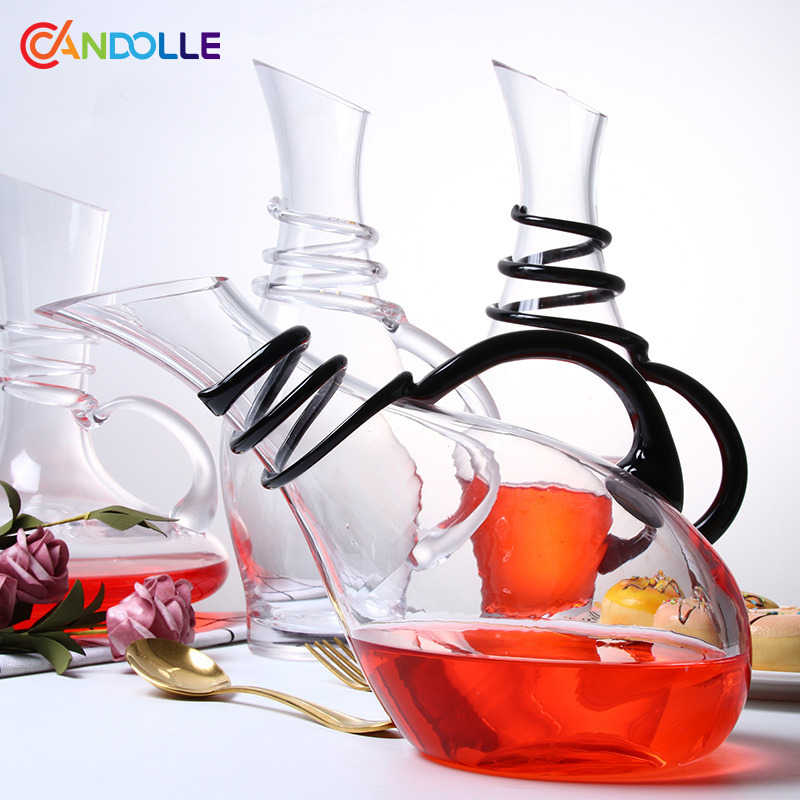 2000ml Black Swirl Art Neck Handle Wine Decanter 2000ml Black Swirl Art Neck Handle Wine Decanter