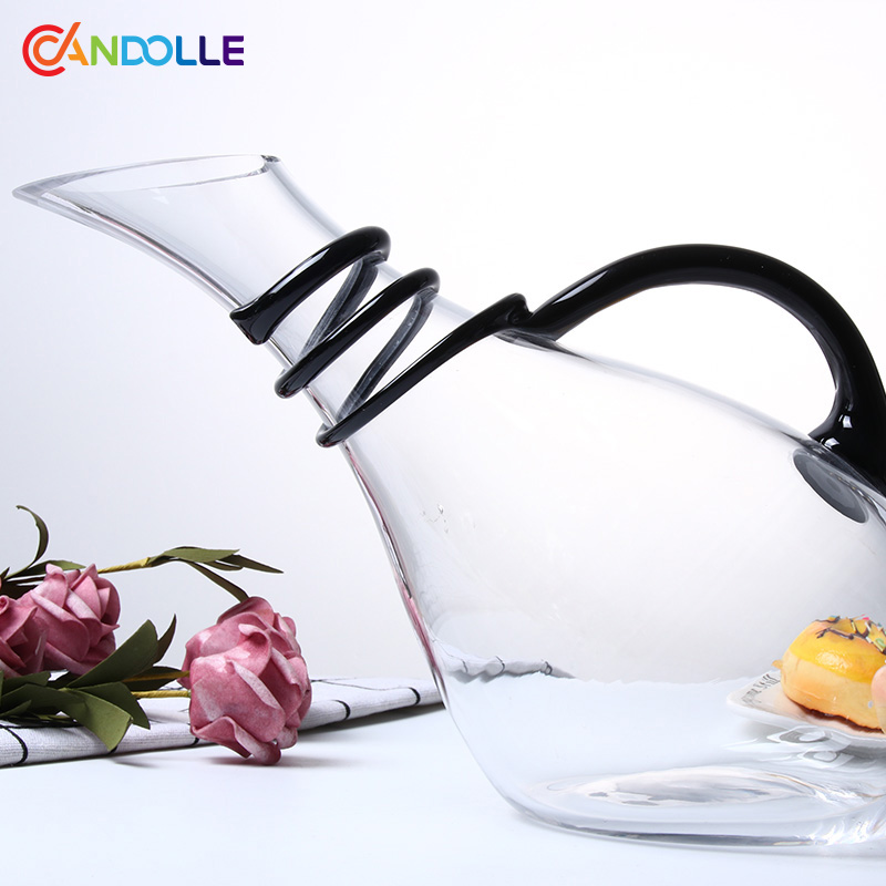 2000ml Black Swirl Art Neck Handle Wine Decanter 2000ml Black Swirl Art Neck Handle Wine Decanter