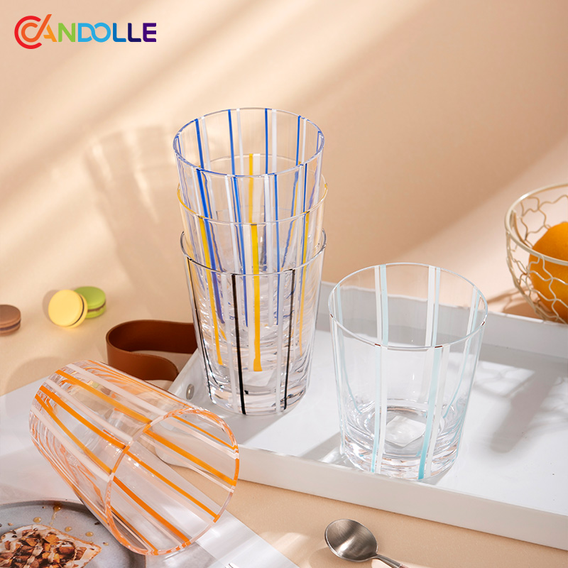 230ml Multi-Color Striped Embedded Highball Glass for Parties