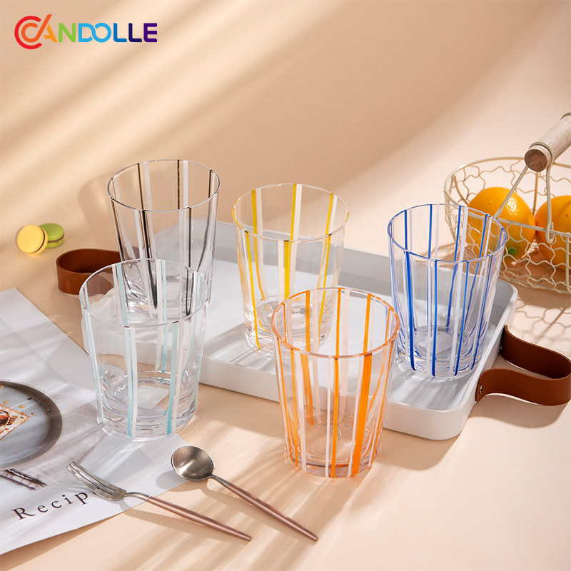 230ml Multi-Color Striped Embedded Highball Glass for Parties