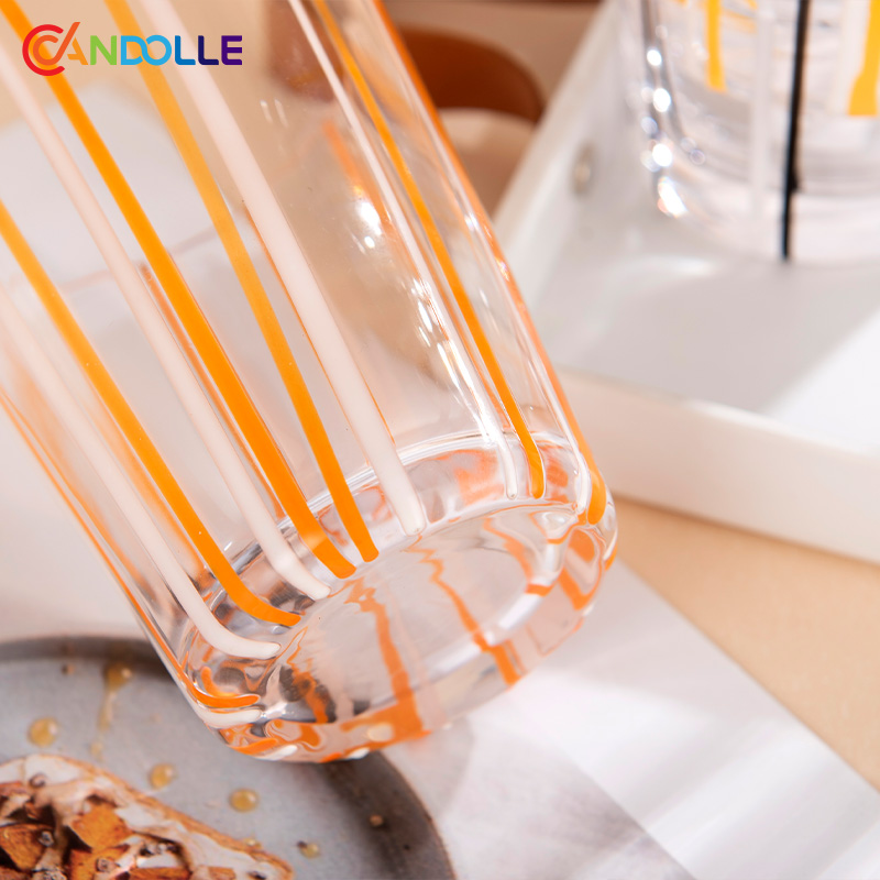 230ml Multi-Color Striped Embedded Highball Glass for Parties