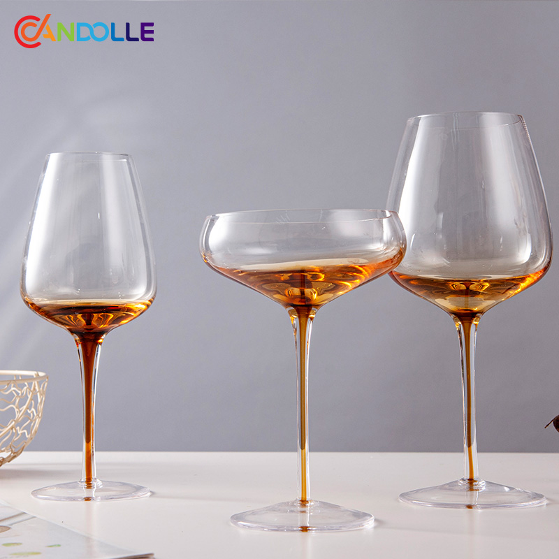 Wholesale Handblown Amber In-Stem Glass Goblet Collection for Bar Home Wholesale Handblown Amber In-Stem Glass Goblet Collection for Bar Home
