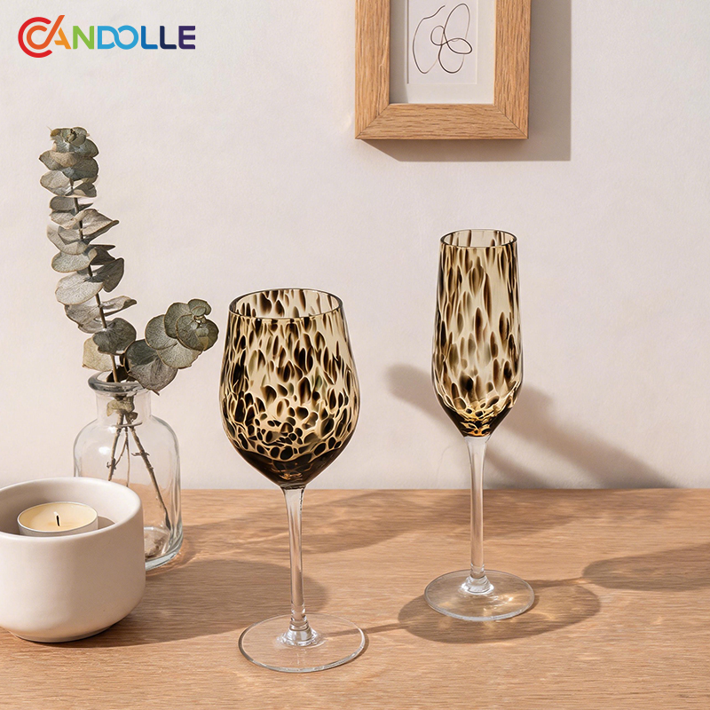 Vintage Amber Leopard Tortoiseshell Wine Glasses Water Tumblers Vintage Amber Leopard Tortoiseshell Wine Glasses Water Tumblers